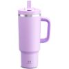 image32 oz Tumbler with Handle and Straw Stainless Steel Insulated Tumbler Keeps Cold for 24 Hours Leakproof Travel Cup Fits in Cup Holder and BPAFree Beaucoup BlueLavender