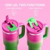 image32 oz Tumbler with Handle and Straw Stainless Steel Insulated Tumbler Keeps Cold for 24 Hours Leakproof Travel Cup Fits in Cup Holder and BPAFreeAcid GreenFuchsia
