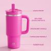 image32 oz Tumbler with Handle and Straw Stainless Steel Insulated Tumbler Keeps Cold for 24 Hours Leakproof Travel Cup Fits in Cup Holder and BPAFreeAcid GreenPersian Rose