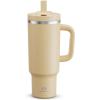 image32 oz Tumbler with Handle and Straw Stainless Steel Insulated Tumbler Keeps Cold for 24 Hours Leakproof Travel Cup Fits in Cup Holder and BPAFreeAcid GreenIndian Khaki