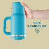 image32 oz Tumbler with Handle and Straw Stainless Steel Insulated Tumbler Keeps Cold for 24 Hours Leakproof Travel Cup Fits in Cup Holder and BPAFreeAcid GreenAzure Blue