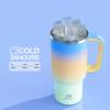 image32 oz Tumbler with Handle and Straw Stainless Steel Insulated Tumbler Keeps Cold for 24 Hours Leakproof Travel Cup Fits in Cup Holder and BPAFreeAcid GreenSunny Breeze