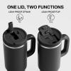 image32 oz Tumbler with Handle and Straw Stainless Steel Insulated Tumbler Keeps Cold for 24 Hours Leakproof Travel Cup Fits in Cup Holder and BPAFreeAcid GreenBlack Night