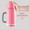 image32 oz Tumbler with Handle and Straw Stainless Steel Insulated Tumbler Keeps Cold for 24 Hours Leakproof Travel Cup Fits in Cup Holder and BPAFreeAcid GreenTulip