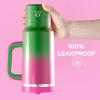 image32 oz Tumbler with Handle and Straw Stainless Steel Insulated Tumbler Keeps Cold for 24 Hours Leakproof Travel Cup Fits in Cup Holder and BPAFreeAcid GreenFuchsia