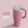 image32 oz Tumbler with Handle and Straw Stainless Steel Insulated Tumbler Keeps Cold for 24 Hours Leakproof Travel Cup Fits in Cup Holder and BPAFreeAcid GreenTurkish Rose