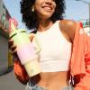 image32 oz Tumbler with Handle and Straw Stainless Steel Insulated Tumbler Keeps Cold for 24 Hours Leakproof Travel Cup Fits in Cup Holder and BPAFreeAcid GreenMorning Dew
