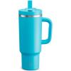 image32 oz Tumbler with Handle and Straw Stainless Steel Insulated Tumbler Keeps Cold for 24 Hours Leakproof Travel Cup Fits in Cup Holder and BPAFreeAcid GreenAzure Blue