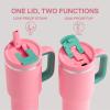 image32 oz Tumbler with Handle and Straw Stainless Steel Insulated Tumbler Keeps Cold for 24 Hours Leakproof Travel Cup Fits in Cup Holder and BPAFreeAcid GreenTulip