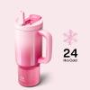 image32 oz Tumbler with Handle and Straw Stainless Steel Insulated Tumbler Keeps Cold for 24 Hours Leakproof Travel Cup Fits in Cup Holder and BPAFreeAcid GreenFlamingo