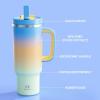 image32 oz Tumbler with Handle and Straw Stainless Steel Insulated Tumbler Keeps Cold for 24 Hours Leakproof Travel Cup Fits in Cup Holder and BPAFreeAcid GreenSunny Breeze