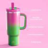 image32 oz Tumbler with Handle and Straw Stainless Steel Insulated Tumbler Keeps Cold for 24 Hours Leakproof Travel Cup Fits in Cup Holder and BPAFreeAcid GreenFuchsia