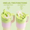 image32 oz Tumbler with Handle and Straw Stainless Steel Insulated Tumbler Keeps Cold for 24 Hours Leakproof Travel Cup Fits in Cup Holder and BPAFreeAcid GreenMorning Dew