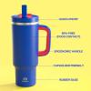 image32 oz Tumbler with Handle and Straw Stainless Steel Insulated Tumbler Keeps Cold for 24 Hours Leakproof Travel Cup Fits in Cup Holder and BPAFreeAcid GreenBeaucoup Blue