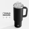 image32 oz Tumbler with Handle and Straw Stainless Steel Insulated Tumbler Keeps Cold for 24 Hours Leakproof Travel Cup Fits in Cup Holder and BPAFreeAcid GreenBlack Night