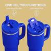 image32 oz Tumbler with Handle and Straw Stainless Steel Insulated Tumbler Keeps Cold for 24 Hours Leakproof Travel Cup Fits in Cup Holder and BPAFreeAcid GreenRoyal Blue