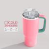 image32 oz Tumbler with Handle and Straw Stainless Steel Insulated Tumbler Keeps Cold for 24 Hours Leakproof Travel Cup Fits in Cup Holder and BPAFreeAcid GreenTulip