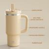 image32 oz Tumbler with Handle and Straw Stainless Steel Insulated Tumbler Keeps Cold for 24 Hours Leakproof Travel Cup Fits in Cup Holder and BPAFreeAcid GreenIndian Khaki