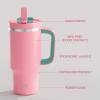 image32 oz Tumbler with Handle and Straw Stainless Steel Insulated Tumbler Keeps Cold for 24 Hours Leakproof Travel Cup Fits in Cup Holder and BPAFreeAcid GreenTulip