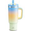 image32 oz Tumbler with Handle and Straw Stainless Steel Insulated Tumbler Keeps Cold for 24 Hours Leakproof Travel Cup Fits in Cup Holder and BPAFreeAcid GreenSunny Breeze