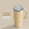 image32 oz Tumbler with Handle and Straw Stainless Steel Insulated Tumbler Keeps Cold for 24 Hours Leakproof Travel Cup Fits in Cup Holder and BPAFreeAcid GreenIndian Khaki
