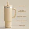 image32 oz Tumbler with Handle and Straw Stainless Steel Insulated Tumbler Keeps Cold for 24 Hours Leakproof Travel Cup Fits in Cup Holder and BPAFreeAcid GreenIndian Khaki