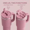 image32 oz Tumbler with Handle and Straw Stainless Steel Insulated Tumbler Keeps Cold for 24 Hours Leakproof Travel Cup Fits in Cup Holder and BPAFreeAcid GreenTurkish Rose