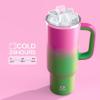 image32 oz Tumbler with Handle and Straw Stainless Steel Insulated Tumbler Keeps Cold for 24 Hours Leakproof Travel Cup Fits in Cup Holder and BPAFreeAcid GreenFuchsia