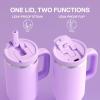 image32 oz Tumbler with Handle and Straw Stainless Steel Insulated Tumbler Keeps Cold for 24 Hours Leakproof Travel Cup Fits in Cup Holder and BPAFreeAcid GreenLavender