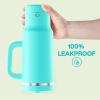 image32 oz Tumbler with Handle and Straw Stainless Steel Insulated Tumbler Keeps Cold for 24 Hours Leakproof Travel Cup Fits in Cup Holder and BPAFreeAcid GreenAquamarine Blue