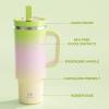 image32 oz Tumbler with Handle and Straw Stainless Steel Insulated Tumbler Keeps Cold for 24 Hours Leakproof Travel Cup Fits in Cup Holder and BPAFreeAcid GreenMorning Dew