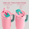 image32 oz Tumbler with Handle and Straw Stainless Steel Insulated Tumbler Keeps Cold for 24 Hours Leakproof Travel Cup Fits in Cup Holder and BPAFreeAcid GreenTulip