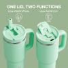 image32 oz Tumbler with Handle and Straw Stainless Steel Insulated Tumbler Keeps Cold for 24 Hours Leakproof Travel Cup Fits in Cup Holder and BPAFreeAcid GreenBrook Green
