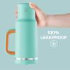 image32 oz Tumbler with Handle and Straw Stainless Steel Insulated Tumbler Keeps Cold for 24 Hours Leakproof Travel Cup Fits in Cup Holder and BPAFreeAcid GreenSoft Cyan