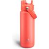imageInsulated Water Bottle with Straw Stainless Steel Water Bottle LeakProof BPAFree Double Wall Vacuum Keeps Cold for 24 Hours for Sports Travel School 32 oz Azure BlueTawny Orange