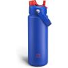 imageInsulated Water Bottle with Straw Stainless Steel Water Bottle LeakProof BPAFree Double Wall Vacuum Keeps Cold for 24 Hours for Sports Travel School 32 oz Azure BlueBeaucoup Blue