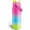imageInsulated Water Bottle with Straw Stainless Steel Water Bottle LeakProof BPAFree Double Wall Vacuum Keeps Cold for 24 Hours for Sports Travel School 32 oz Azure BlueLime Sorbet