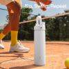 imageInsulated Water Bottle with Straw Stainless Steel Water Bottle LeakProof BPAFree Double Wall Vacuum Keeps Cold for 24 Hours for Sports Travel School 32 oz Azure BluePolar White