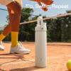 imageInsulated Water Bottle with Straw Stainless Steel Water Bottle LeakProof BPAFree Double Wall Vacuum Keeps Cold for 24 Hours for Sports Travel School 32 oz Azure BlueCream Moon