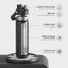 imageInsulated Water Bottle with Straw Stainless Steel Water Bottle LeakProof BPAFree Double Wall Vacuum Keeps Cold for 24 Hours for Sports Travel School 32 oz Azure BlueBlack Night