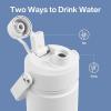 imageInsulated Water Bottle with Straw Stainless Steel Water Bottle LeakProof BPAFree Double Wall Vacuum Keeps Cold for 24 Hours for Sports Travel School 32 oz Azure BluePolar White