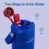 imageInsulated Water Bottle with Straw Stainless Steel Water Bottle LeakProof BPAFree Double Wall Vacuum Keeps Cold for 24 Hours for Sports Travel School 32 oz Azure BlueBeaucoup Blue