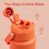 imageInsulated Water Bottle with Straw Stainless Steel Water Bottle LeakProof BPAFree Double Wall Vacuum Keeps Cold for 24 Hours for Sports Travel School 32 oz Azure BlueModerate Orange