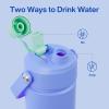 imageInsulated Water Bottle with Straw Stainless Steel Water Bottle LeakProof BPAFree Double Wall Vacuum Keeps Cold for 24 Hours for Sports Travel School 32 oz Azure BlueFrosted Lilac