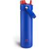 imageInsulated Water Bottle with Straw Stainless Steel Water Bottle LeakProof BPAFree Double Wall Vacuum Keeps Cold for 24 Hours for Sports Travel School 32 oz Azure BlueBeaucoup Blue