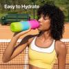 imageInsulated Water Bottle with Straw Stainless Steel Water Bottle LeakProof BPAFree Double Wall Vacuum Keeps Cold for 24 Hours for Sports Travel School 32 oz Azure BlueLime Sorbet