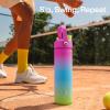 imageInsulated Water Bottle with Straw Stainless Steel Water Bottle LeakProof BPAFree Double Wall Vacuum Keeps Cold for 24 Hours for Sports Travel School 32 oz Azure BlueLime Sorbet
