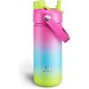 imageInsulated Water Bottle with Straw Stainless Steel Water Bottle LeakProof BPAFree Double Wall Vacuum Keeps Cold for 24 Hours for Sports Travel School 32 oz Azure BlueLime Sorbet