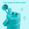 imageInsulated Water Bottle with Straw Stainless Steel Water Bottle LeakProof BPAFree Double Wall Vacuum Keeps Cold for 24 Hours for Sports Travel School 32 oz Azure BlueAquamarine Blue