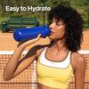 imageInsulated Water Bottle with Straw Stainless Steel Water Bottle LeakProof BPAFree Double Wall Vacuum Keeps Cold for 24 Hours for Sports Travel School 32 oz Azure BlueBeaucoup Blue